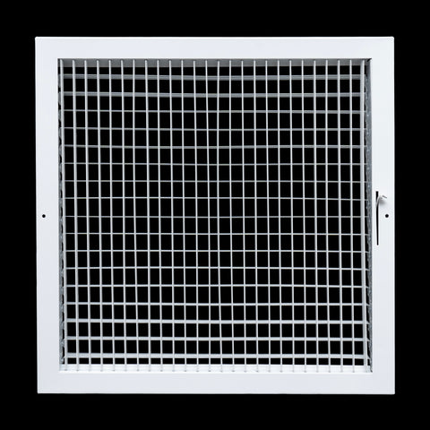 18"w x 18"h steel adjustable air supply grille register vent cover grill for sidewall and ceiling | white | outer dimensions: 19.75"w x 19.75"h for 18x18 duct opening hnd-adj-wh-18x18-v1