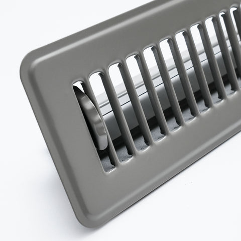 2" x 10"  [Duct Opening] Floor Register with Louvered Design | Heavy Duty Walkable Design with Damper | Floor Vent Grille | Easy to Adjust Air Supply lever | Gray | Outer Dimensions: 3.75" X 11.5"