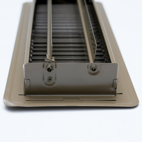 6" x 12" [Duct Opening]  Floor Register with Louvered Design | Heavy Duty Walkable Design with Damper | Floor Vent Grille | Easy to Adjust Air Supply lever | Brown | Outer Dimensions: 7.75" X 13.5"