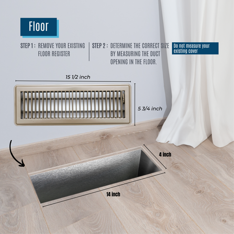 4" x 14" [Duct Opening]  Floor Register with Louvered Design | Heavy Duty Walkable Design with Damper | Floor Vent Grille | Easy to Adjust Air Supply lever | Brown | Outer Dimensions: 5.75" X 15.5"