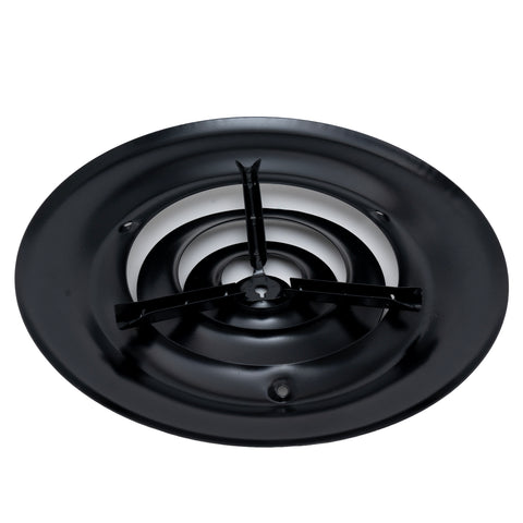 Handua 6" [Neck Size] Steel Round Air Supply Diffuser for Ceiling - Black - Outer Dimension: 9-15/16"