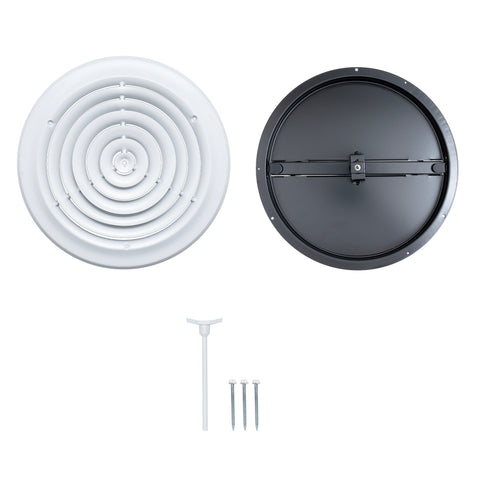 Handua 12" [Neck Size] Steel Round Air Supply Diffuser 12" Steel Damper included for Ceiling - Outer Dimension: 15-15/16"