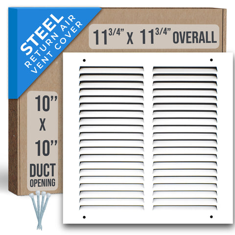 airgrilles 10" x 10" duct opening  -  steel return air grille for sidewall and ceiling hnd-flt-1rag-wh-10x10 752505984308 - 1