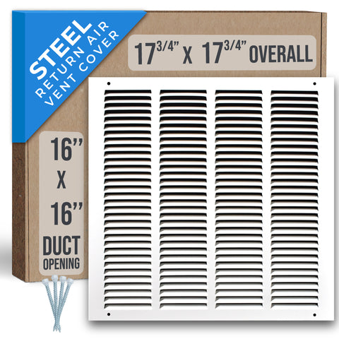 airgrilles 16" x 16" duct opening   steel return air grille for sidewall and ceiling hnd-flt-1rag-wh-16x16 752505984209 - 1