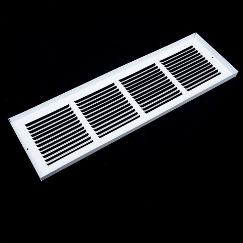 30"W x 8"H [Duct Opening] Baseboard Return Air Grille | 7/8" Margin Turnback to Fit Baseboard | White | Outer Dimensions: 31.75"W X 9.75"H