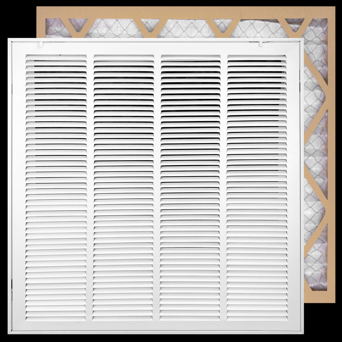 airgrilles 20" x 20" duct opening   filter included hd steel return air filter grille for sidewall and ceiling fil-7rafg1-wh-20x20 038775643900 - 1