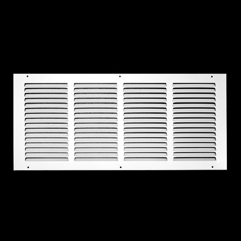 20" X 8" Duct Opening | Steel Return Air Grille for Sidewall and Ceiling | Outer Dimensions: 21.75"W X 9.75"H