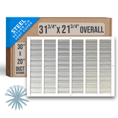 airgrilles 30" x 20" duct opening steel return air grille for sidewall and ceiling hnd-flt-1rag-wh-30x20 752505984476 1