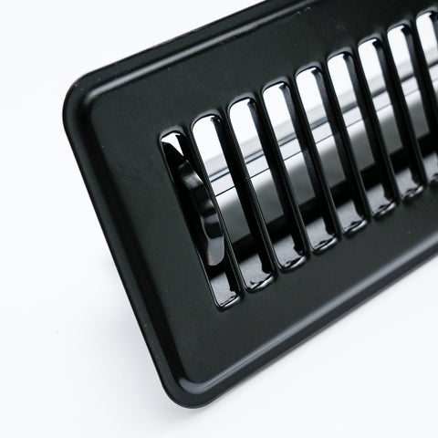 2" x 10" [Duct Opening] Floor Register with Louvered Design | Heavy Duty Walkable Design with Damper | Floor Vent Grille | Easy to Adjust Air Supply lever | Black | Outer Dimensions: 3.75" X 11.5"