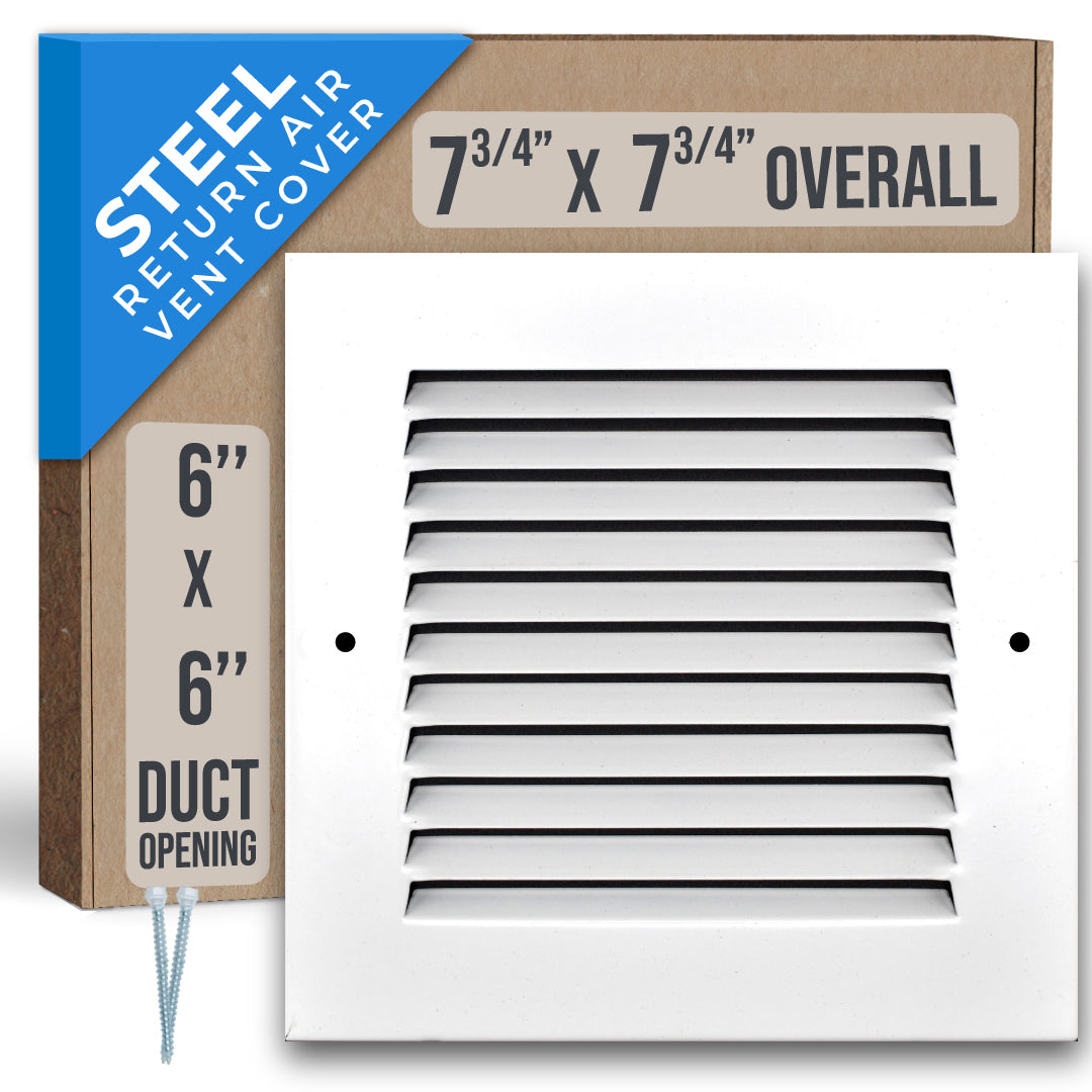 airgrilles 6" x 6" duct opening steel return air grille for sidewall and ceiling hnd-flt-1rag-wh-6x6 752505984247 1
