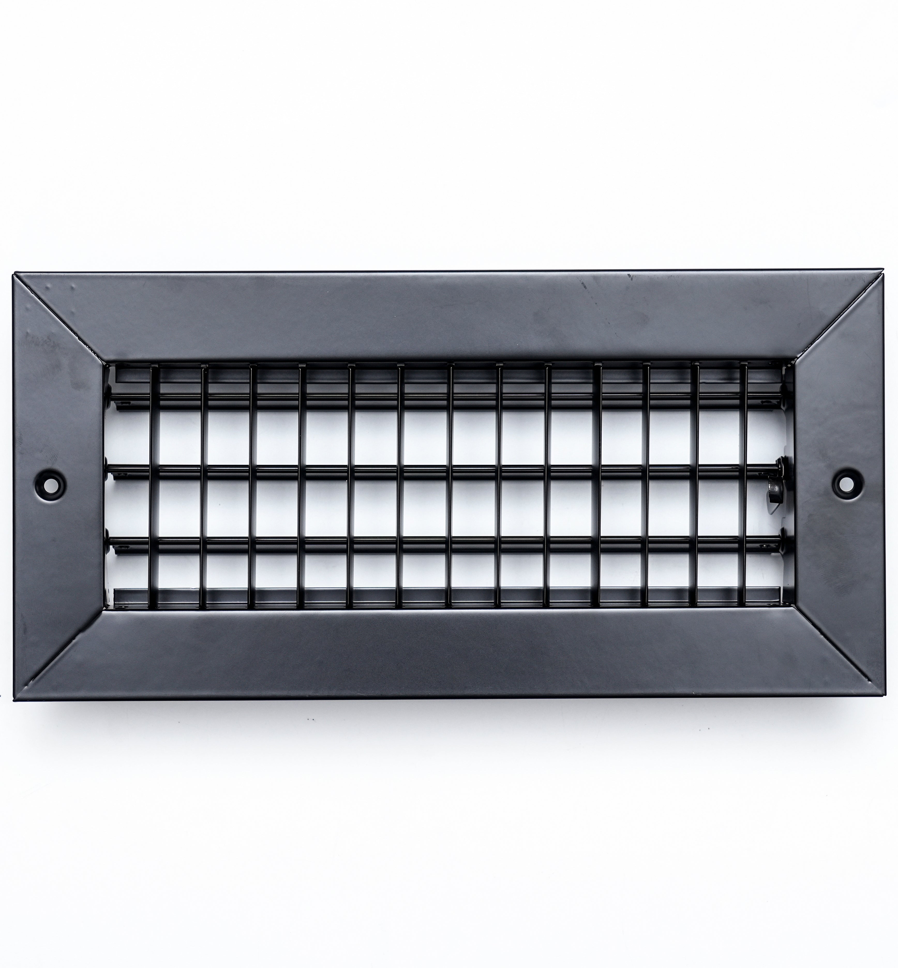 airgrilles 10"w x 4"h steel adjustable air supply grille  -  register vent cover grill for sidewall and ceiling  -  black  -  outer dimensions: 11.75"w x 5.75"h for 10x4 duct opening hnd-adj-bl-10x4  - 1