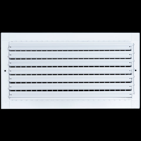 16"W x 8"H  Steel Adjustable Air Supply Grille | Register Vent Cover Grill for Sidewall and Ceiling | White | Outer Dimensions: 17.75"W X 9.75"H for 16x8 Duct Opening
