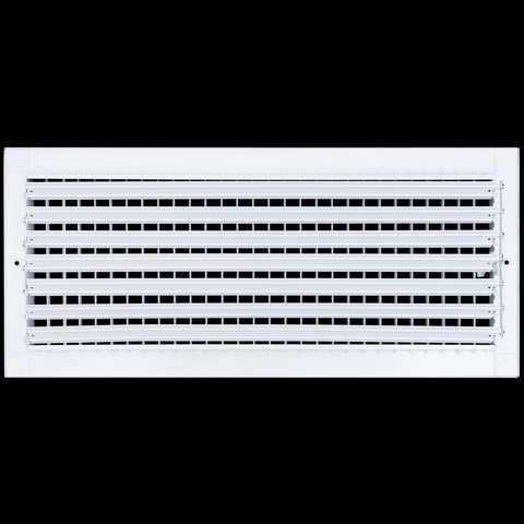 20"W x 8"H  Steel Adjustable Air Supply Grille | Register Vent Cover Grill for Sidewall and Ceiling | White | Outer Dimensions: 21.75"W X 9.75"H for 20x8 Duct Opening