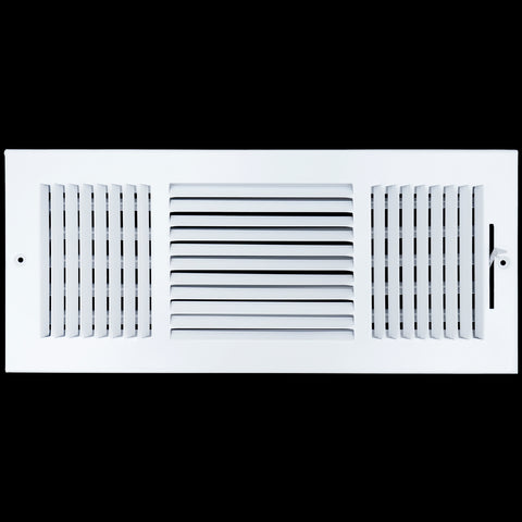 airgrilles 16 x 6 duct opening  -  3 way steel air supply diffuser for sidewall and ceiling hnd-asg-wh-3way-16x6 764613097689 - 1