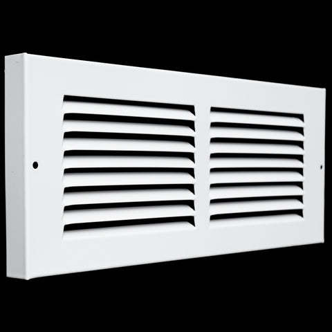airgrilles 12"w x 4"h baseboard return air grille  -  vent cover grill  -  7/8" margin turnback to fit baseboard  -  white  -  outer dimensions: 13.75"w x 5.75"h for 12x4 duct opening hnd-bra-wh-12x4  - 1