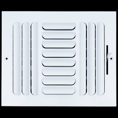 airgrilles 10"w x 8"h 3 way fixed curved blade air supply diffuser  -  register vent cover grill for sidewall and ceiling  -  white  -  outer dimensions: 11.75"w x 9.75"h hnd-cb-wh-3way-10x8  - 1