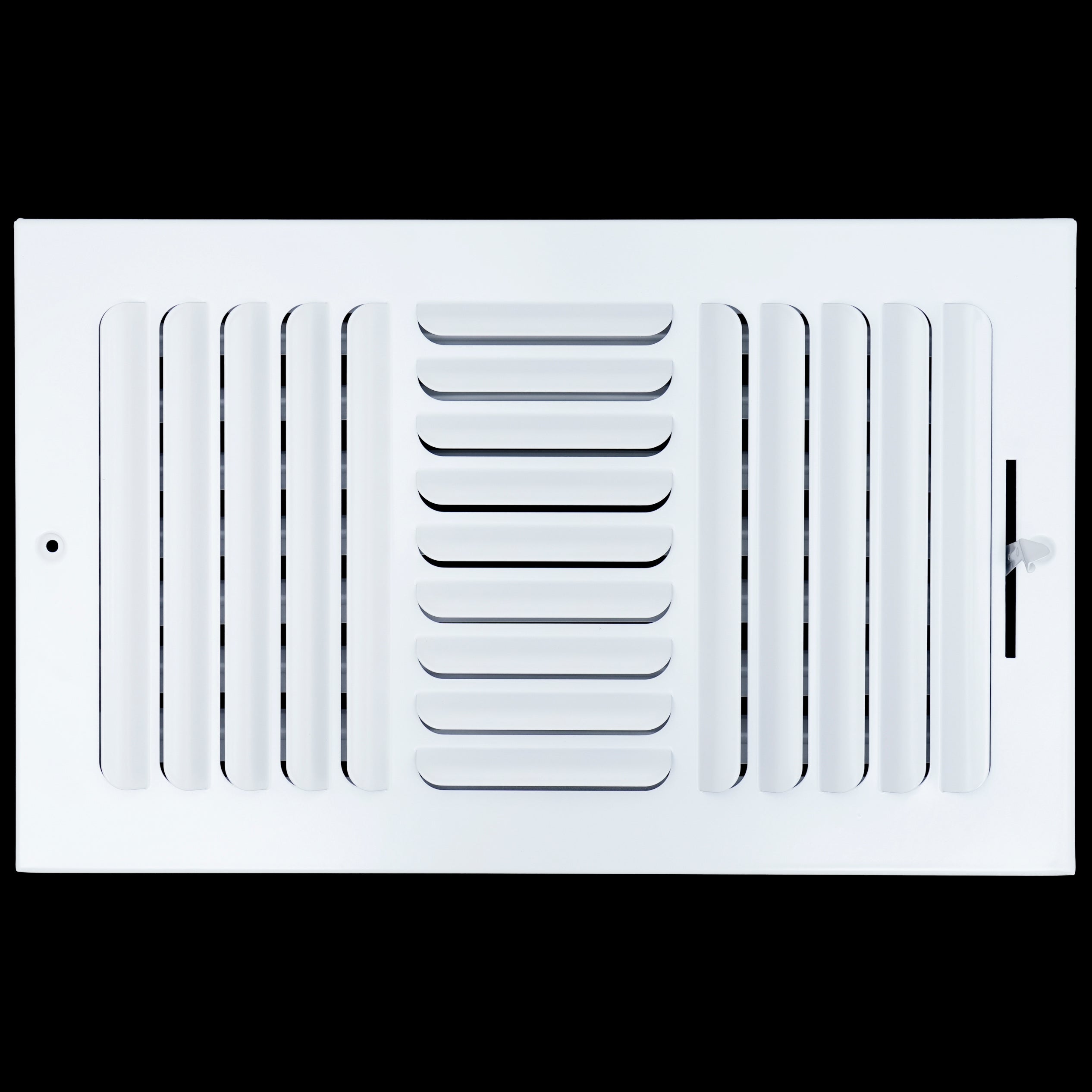 airgrilles 14"w x 8"h 3 way fixed curved blade air supply diffuser  -  register vent cover grill for sidewall and ceiling  -  white  -  outer dimensions: 15.75"w x 9.75"h hnd-cb-wh-3way-14x8  - 1