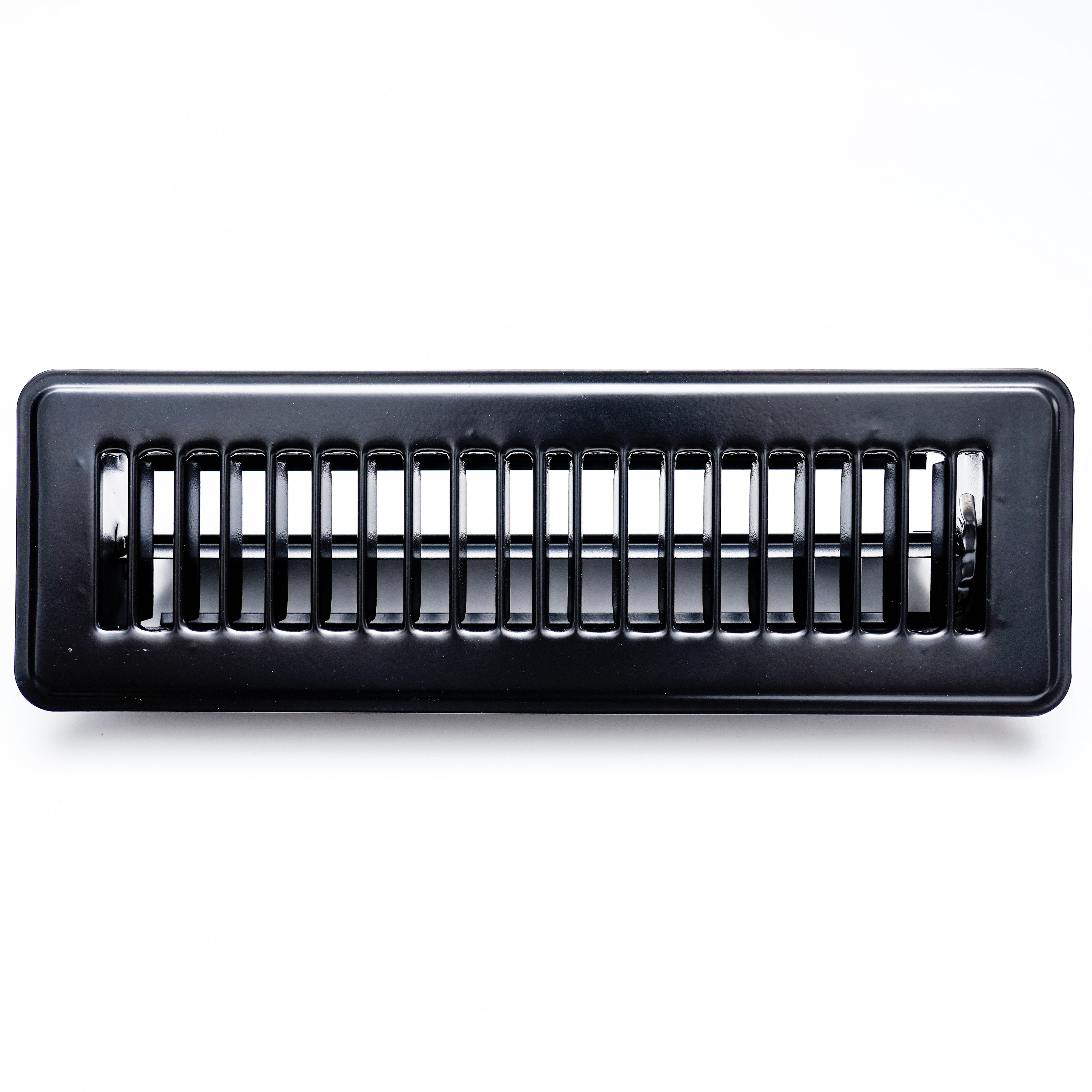airgrilles 2" x 10" floor register with louvered design   heavy duty walkable design with damper   floor vent grille   easy to adjust air supply lever   black hnd-flg-bl-2x10  - 1
