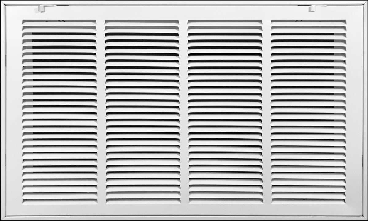airgrilles 24" x 12" duct opening   steel return air filter grille  fixed hinged  for sidewall and ceiling hnd-fx-1rafg-wh-24x12 038775650557 - 1
