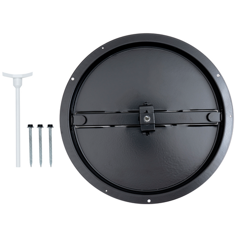 Handua 10" [Neck Size] Steel Butterfly Damper for Round Ceiling Air Supply Diffuser - Black | Outer Diameter: 11-1/2"
