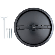 10" Neck Black Steel butterfly damper, front view