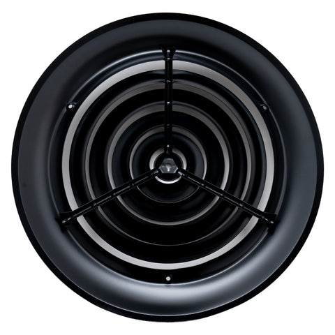 10" [Neck Size] Steel Round Air Supply Diffuser for Ceiling - Black - Outer Dimension: 13-15/16"