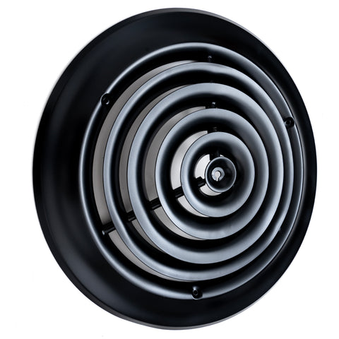 10" [Neck Size] Steel Round Air Supply Diffuser for Ceiling - Black - Outer Dimension: 13-15/16"