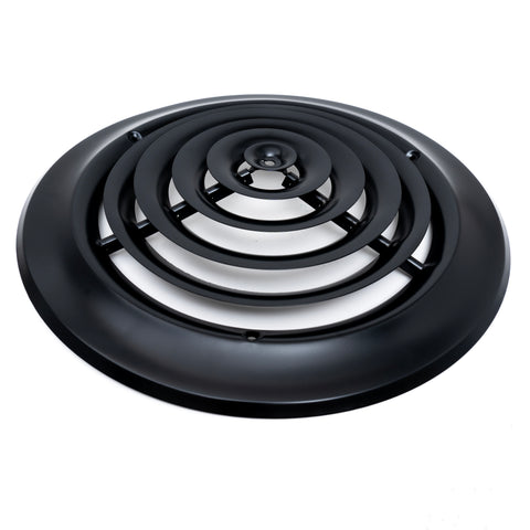 10" [Neck Size] Steel Round Air Supply Diffuser for Ceiling - Black - Outer Dimension: 13-15/16"