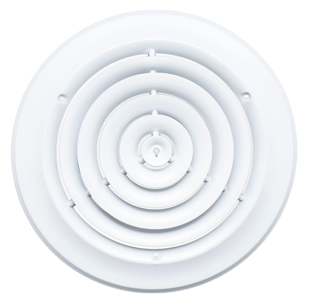 10" [Neck Size] Steel Round Air Supply Diffuser for Ceiling - White - Outer Dimension: 13-15/16"