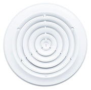 10" Neck White Steel round diffuser, front view