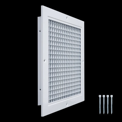 10" x 10" [Duct Opening] Aluminum Return Air Grille | Rust Proof Eggcrate Vent Cover Grill for Sidewall and Ceiling, White | Outer Dimensions: 11.75" X 11.75"
