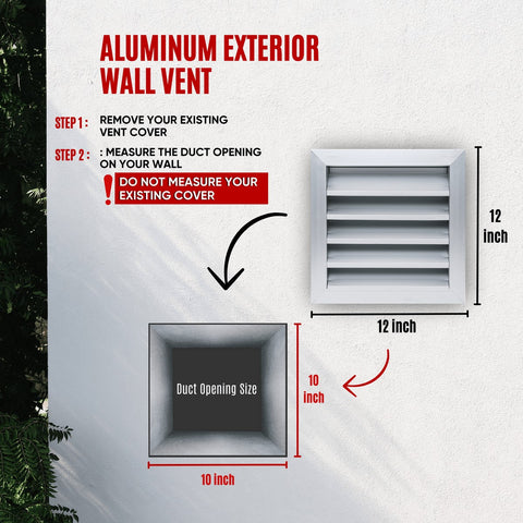 10"x10" Anodized Aluminum Exterior Wall Vent | Outer Dimension: 12"W X 12"H