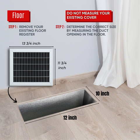 10"x12" Heavy Duty Return Air Floor Grille | Walkable White | Out. Dim.: 11-3/4"W X 13-3/4"H