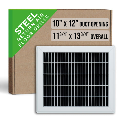 10"x12" Heavy Duty Return Air Floor Grille | Walkable White | Out. Dim.: 11-3/4"W X 13-3/4"H