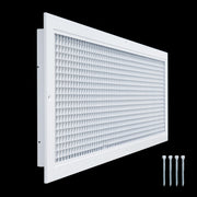 10 x 32-inch White Aluminum eggcrate return grille, angled view