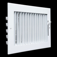 10"W x 6"H  Steel Adjustable Air Supply Grille | Register Vent Cover Grill for Sidewall and Ceiling | White | Outer Dimensions: 11.75"W X 7.75"H for 10x6 Duct Opening