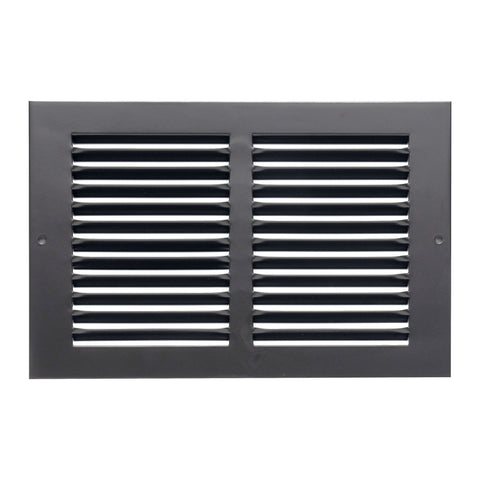 10"x6" Steel Return Air Grille – HVAC Cold Air Intake Vent Cover, Black | Out. Dim.: 11-3/4"W X 7-3/4"H