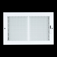 10"W x 6"H [Duct Opening] Steel Baseboard Air Supply Grille with Multi-shutter Damper | White | Outer Dimensions: 11-1/4" x 7-1/4"