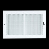 10"x6" Steel Baseboard Air Supply Grille with Multi-Shutter Damper | White | Outer Dimension: 11-1/4"W X 7-1/4"H