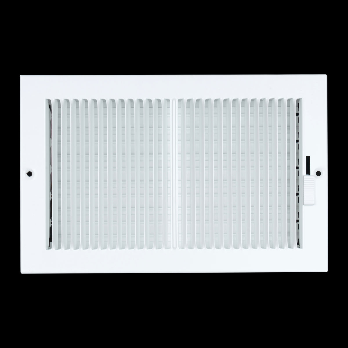 10"W x 6"H [Duct Opening] Steel Baseboard Air Supply Grille with Multi-shutter Damper | White | Outer Dimensions: 11-1/4" x 7-1/4"