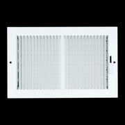 10 x 6-inch White Steel baseboard supply register, front view