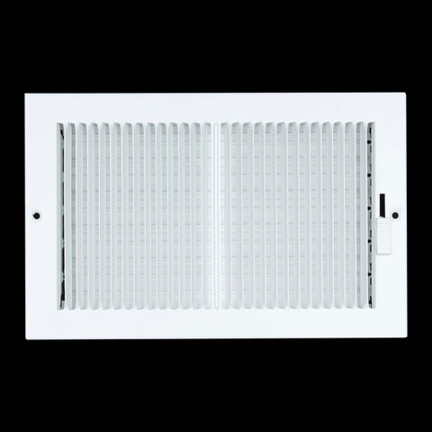 10"W x 6"H [Duct Opening] Steel Baseboard Air Supply Grille with Multi-shutter Damper | White | Outer Dimensions: 11-1/4" x 7-1/4"