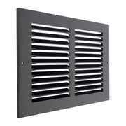 10 x 6-inch Black Steel flat stamped return grille, angled view