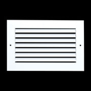 10 x 6-inch White Aluminum bar return grille, front view