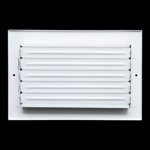 10"W x 6"H  Steel Adjustable Air Supply Grille | Register Vent Cover Grill for Sidewall and Ceiling | White | Outer Dimensions: 11.75"W X 7.75"H for 10x6 Duct Opening