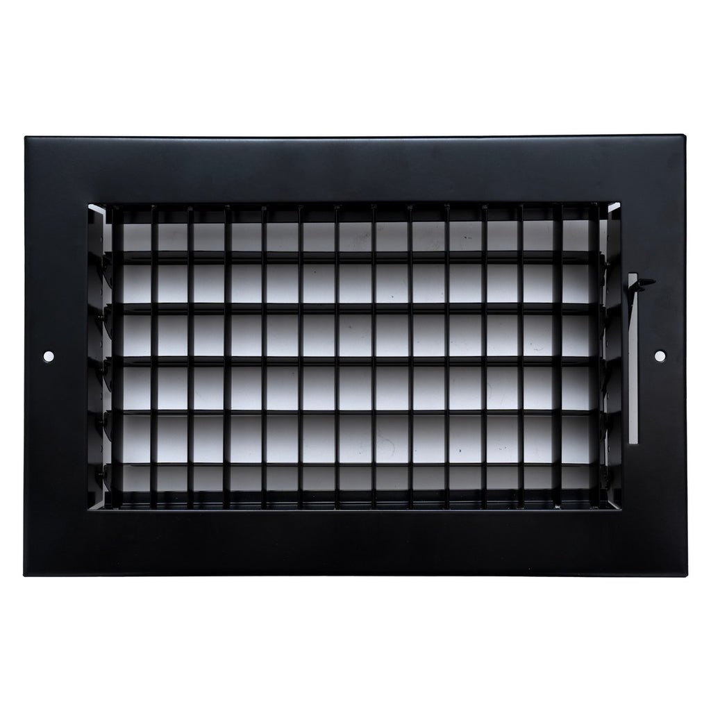 10x6 Steel Adjustable Air Vent Cover | Supply Register for Wall & Ceiling | Black | Outer Dimension: 11-3/4"W X 7-3/4"H