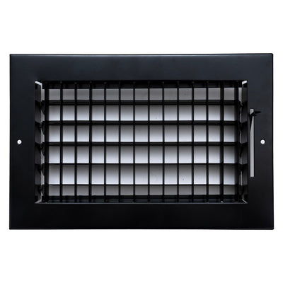 10x6 Steel Adjustable Air Vent Cover | Supply Register for Wall & Ceiling | Black | Outer Dimension: 11-3/4"W X 7-3/4"H