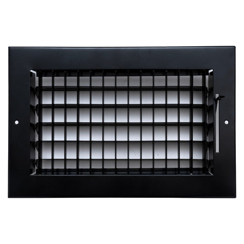 10x6 Steel Adjustable Air Vent Cover | Supply Register for Wall & Ceiling | Black | Outer Dimension: 11-3/4"W X 7-3/4"H