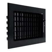 10 x 6-inch Black Steel adjustable supply register, angled view