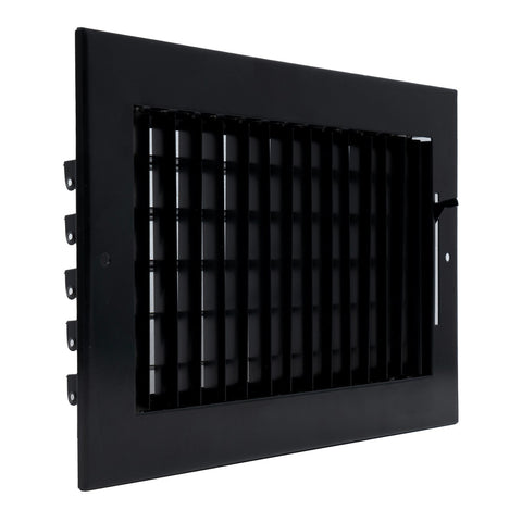 10x6 Steel Adjustable Air Vent Cover | Supply Register for Wall & Ceiling | Black | Outer Dimension: 11-3/4"W X 7-3/4"H